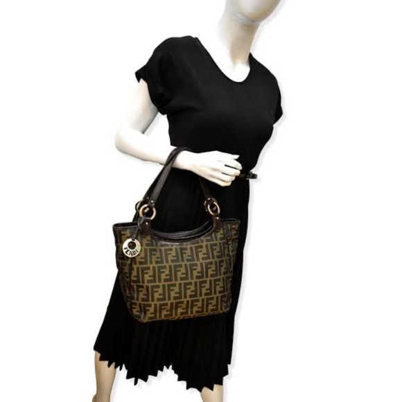 Authentic FENDI Zucca Small Chef Shopping Tote Bag Tobacco Moro Brown - Picture 3 of 14